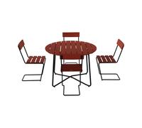 Grythyttan Stålmöbler Table à manger 9A Ø100 cm + 4 chaises 1 chêne rouge foncé-stativ noir