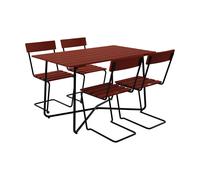 Grythyttan Stålmöbler Table B25A + 4 chaises 1 chêne rouge foncé-stativ noir