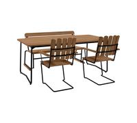 Grythyttan Stålmöbler Table B31 170 cm + 2 fauteuils A2 + canapé 3 teck-stativ noir