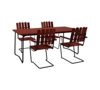 Grythyttan Stålmöbler Table B31 170 cm + 4 fauteuils A2 chêne rouge foncé-stativ noir