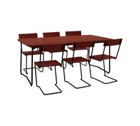 Grythyttan Stålmöbler Table B31 170 cm + 6 chaises 1 chêne rouge foncé-stativ noir