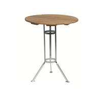 Grythyttan Stålmöbler Table Brasserie à trois pieds Teck-structure en acier avec galvanisation à chaud