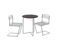 Grythyttan Stålmöbler Table High tech Ø60 cm + 2 chaises High tech noir-stativ galvanisé à chaud