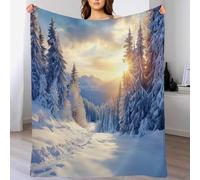 GSAEIMCT Noël Plaid Couverture Polaire,Blanc Jaunâtre Forêt Ensoleillée Flanelle Douce Légères Chaudes Couvertures Toutes Saisons Jete De Canape Paysages Naturels pour Voyager,Lit Ou Canapé,220X240Cm