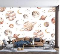GSAEIMCT Papier Peint Soie Panoramique Croissant Planétaire,3D Poster Papier Peint Motif Objets Spatiaux,Fresque Murale 250X170Cm, Décoration Murale Gris Brunâtre Foncé Pour Salon Chambre Bureau Tv