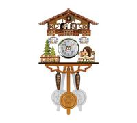 GSCLZ Horloge à Coucou en Bois de 14 Pouces, Horloge Chalet la Forêt-Noire, Murale, réveil Oiseau, décorations(D)