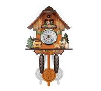 GSCLZ Horloge Murale en Bois avec Pendule Vintage for Enfants, Coucou, Oiseau, rétro, 3D, Carillon, décoration de forêt, silencieuse, décorative(Color-1)