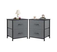 GSCLZ Table de Chevet, canapé, Table à thé, Placard Rangement, Coffre, présentoir vêtements for Chambre Coucher, Meuble 2 tiroirs en Tissu(2PACK Gray)