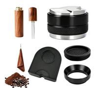 Gsdfldob Kit Tamper 51mm Accessoires 2-en-1 Wdt Tool Espresso Tamper Pad | Accessoires pour Porte-filtre Anneau de Dosage Magnétique une Extraction équilibrée Convient aux Expresso Machine a Cafe