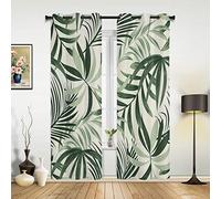 GSDFSD Rideaux Cuisine Vert Plantes Feuilles Frais Rideaux Et Draperies Intérieurs 3D Rideau Occultant avec Oeillets pour Chambre À Coucher Salon Chambre d'enfants 170x200cm 2 Pièces