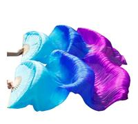 GSJNHY Fan de Danse Orientale Fans en Soie véritable, 1 Paire, Accessoires de Danse du Ventre, Taille Classique, côtes, Performance pour Spectacles(Color 6,M 150x90cm)