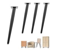 GSKFXJ 20cm 40cm 65cm Pieds De Table Noir Lot De 4, Pieds De Meubles Inclinés en Métal avec Pieds Réglables, Pied De Remplacement pour Canapés, Meuble TV, Tables D'appoint(Black,20cm/8in)