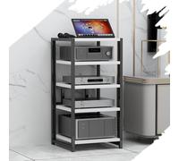 GSKFXJ 3 4 5 Niveaux Support Multimédia AV Hauteur Réglable, Meuble pour Composants avec Étagères De Rangement Ouvertes, Meuble Chaine HiFi, Étagère d'angle(White,5 Tier)