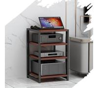 GSKFXJ 3 4 5 Niveaux Support Multimédia AV Hauteur Réglable, Meuble pour Composants avec Étagères De Rangement Ouvertes, Meuble Chaine HiFi, Étagère d'angle(Teak,4 Tier)