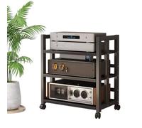 GSKFXJ 4 Niveaux Support Multimédia, Meuble HiFi avec Étagère Réglable en Hauteur, Rack HiFi Mobile pour Chaînes Stéréo, Meuble Tourne Disque Vinyle(3-Tier/70x40x90cm)