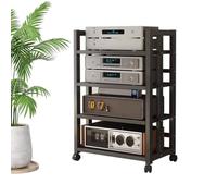 GSKFXJ 4 Niveaux Support Multimédia, Meuble HiFi avec Étagère Réglable en Hauteur, Rack HiFi Mobile pour Chaînes Stéréo, Meuble Tourne Disque Vinyle(4-Tier/60x40x120cm)