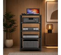 GSKFXJ Meuble Chaine HiFi Support Vidéo Audio Ouvert, Étagère Multimédia pour Lecteurs DVD, Meuble Tourne Disque Vinyle Ouvert, Armoire pour Composants(5 Tier)
