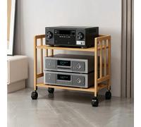 GSKFXJ Meuble Multimédia AV Mobile 2/3 Etagères Étagère Multimédia avec Étagères Réglables en Hauteur, Support Multimédia AV pour Lecteurs DVD(Log,2-Tier 50x38x53cm)