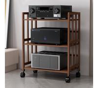 GSKFXJ Meuble Multimédia AV Mobile 2/3 Etagères Étagère Multimédia avec Étagères Réglables en Hauteur, Support Multimédia AV pour Lecteurs DVD(Tea,3-Tier 80x38x88cm)