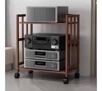 GSKFXJ Meuble Multimédia AV Mobile 2/3 Etagères Étagère Multimédia avec Étagères Réglables en Hauteur, Support Multimédia AV pour Lecteurs DVD(Tea,2-Tier 80x38x77cm)