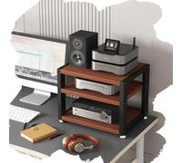 GSKFXJ Support Multimédia AV Petit, Étagère Multimédia 2/3/4 Etagères, Meuble Chaine HiFi, Armoire Vidéo pour Salle D'Enregistrement, Meuble Tourne Disque Vinyle(Teak,2Tier-L45cm)