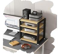 GSKFXJ Support Multimédia AV Petit, Étagère Multimédia 2/3/4 Etagères, Meuble Chaine HiFi, Armoire Vidéo pour Salle D'Enregistrement, Meuble Tourne Disque Vinyle(Walnut,3Tier-L40cm)