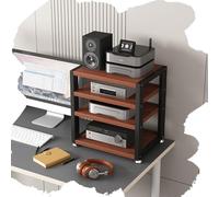 GSKFXJ Support Multimédia AV Petit, Étagère Multimédia 2/3/4 Etagères, Meuble Chaine HiFi, Armoire Vidéo pour Salle D'Enregistrement, Meuble Tourne Disque Vinyle(Teak,3Tier-L40cm)