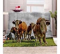 GSKOQD Plaid Polaire pour Adultes d'enfants Canape Couverture Polaire Vache des Prairies Imprimée Motif Couverture Lit en Flanelle 1 Personne Hiver 130X150Cm Microfibre Douce Et Chaude