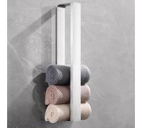 Gsocel Porte Serviette sans Perçage 42cm, Acier Inoxydable 304 Argenté Porte-Serviette Mural Auto-Adhésif, Fixation sans Vis, Porte Serviette Salle de Bain pour Cuisine, Design Moderne et Minimaliste