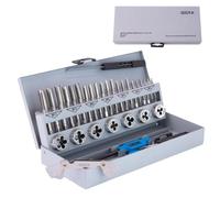 GSR PROFI set filetage manuel 32 pcs M3-M12 HSSG | Tarauds, filières métriques, tourne-à-gauche, porte-filière, gabarit de filetage en boîte métal - acier rapide HSS | Outils filetage métrique