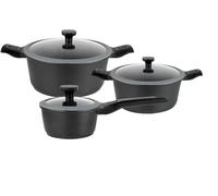 GSW 167772 Easy Click Batterie de cuisine 6 pièces en aluminium, plastique, verre, silicone Noir