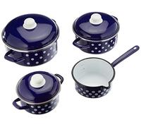 GSW 189606 Pois Batterie de cuisine 7 pièces en acier émaillé et plastique Bleu/blanc