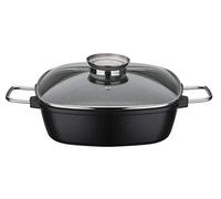 GSW 414579 Gourmet Granit Plat carré en aluminium et verre Noir 28 x 28 cm