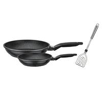 GSW 457538 Titanium Granit Set de poêles 3 pièces - avec Scala Tout Spatule, Fonte d'aluminium Noir gespren conçue, 50,1 x 29,3 x 5,2 cm, 3 unités