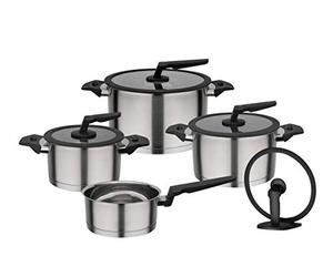 GSW 706155 Apart Set de 9 casseroles en acier inoxydable 18/8 en verre et plastique Argenté