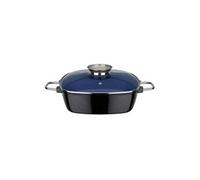 GSW Rôtissoire carrée Ceramica - rôtissoire avec Couvercle, idéale pour mijoter, étuver et rôtir, également pour Induction et Four - Bleu, Fonte d'aluminium, 5 litres