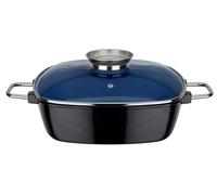 GSW Rôtissoire carrée Ceramica - rôtissoire avec Couvercle, idéale pour mijoter, étuver et rôtir, également pour Induction et Four - Bleu, Fonte d'aluminium, 5 litres