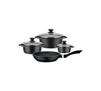 Batterie de cuisine – Compatible avec tous les types de cuisinières, y compris l'induction – – GOURMET GRANIT – Aluminium moulé massif – 7 pièces – Sans PFAS – Noir
