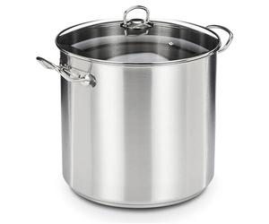 GSW Grande marmite professionnelle - grand pot XXL pour soupe, pâtes et ragoût, idéale pour les familles et la gastronomie - Acier inoxydable, 30 cm, 20 litres