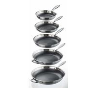 GSW Poêle à frire en acier inoxydable Poêle à induction Tri-Ply Gastro Ø 24 cm Argent Inoxxa Black