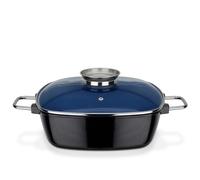 GSW Rôtissoire carrée Ceramica - rôtissoire avec Couvercle, idéale pour mijoter, étuver et rôtir, également pour Induction et Four - Bleu, Fonte d'aluminium, 5 litres