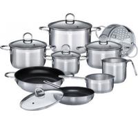 GSW Set de casseroles Alara 14 pcs, Acier inoxydable 18/8, verre, casserole à rôtir avec couvercle en verre ø env. 20 x H 11,0cm / casserole à viande avec couvercle en verre ø env. 16 x H 10,0cm / ø e