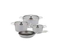 GSW Batterie de cuisine STRATOS – 7 pièces, acier émaillé, compatible induction – Gris