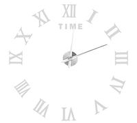 Gsycle Horloge Murale 3D DIY, Chiffres Romains Horloge Murale Adhesive Miroir sans Cadre, Horloge Acrylique, Autocollant pour la Maison, Le Salon, la Chambre à Coucher, décorations murales (Argent)