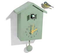 Gsycle Horloge Murale À Coucou, Coucou Horloge Menthe Pendule Murale Originale Style Nordique avec Voix d'oiseaux, Pendule Suspendu, Horloge Coo Coo pour Art, Maison, Salon, Bureau