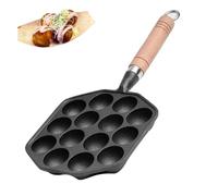 Gsycle Poêle À Grill Takoyaki, Takoyaki Poêle Grille Pain À Frire Antiadhésive 14 Trous Taiyakis Pan Poêle À Crêpes Moule À Boulettes De Viande Avec Manche En Bois Pour La Cuisson Boule