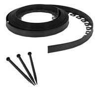 GT Garden Bordure de Jardin Flexible Noire - 5 cm x 10 mètres avec 20 piquets d'ancrage
