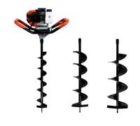 GT GARDEN - Tarière thermique 52 cm3, 3 CV + lot de 3 mèches (100, 150 et 200 mm)