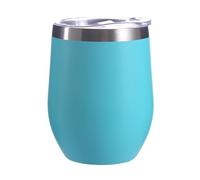 Gteller Gobelet en acier inoxydable sans pied, double paroi, isolé, gobelet de voyage, parfait pour le vin, le café, les boissons, le champagne, les cocktails (bleu clair)