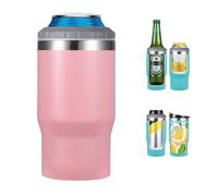 Gteller Isolant 4 en 1 en acier inoxydable pour canette/bouteille, couvercle bidirectionnel, 396,9 g, isotherme SUS pour canettes, porte-bouteille de bière (rose)